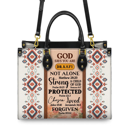 Personalized Leather Handbag Custom Name, Christian Gift, Gifts for Women, God Says You Are Bag, Tribal & Inspirational Design
