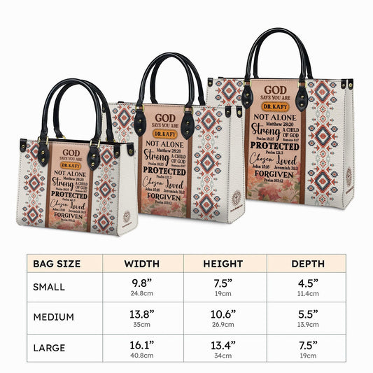 Personalized Leather Handbag Custom Name, Christian Gift, Gifts for Women, God Says You Are Bag, Tribal & Inspirational Design