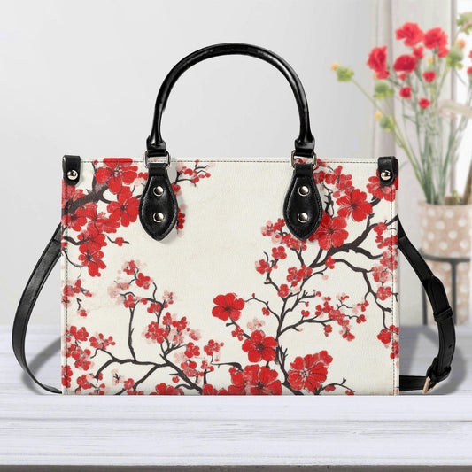 Scarlet Serenade Square Handbag, Waterproof Vegan Leather Handbag, Top Handle, High-quality Crossbody Bag, Shoulder bag, Tote Bag,