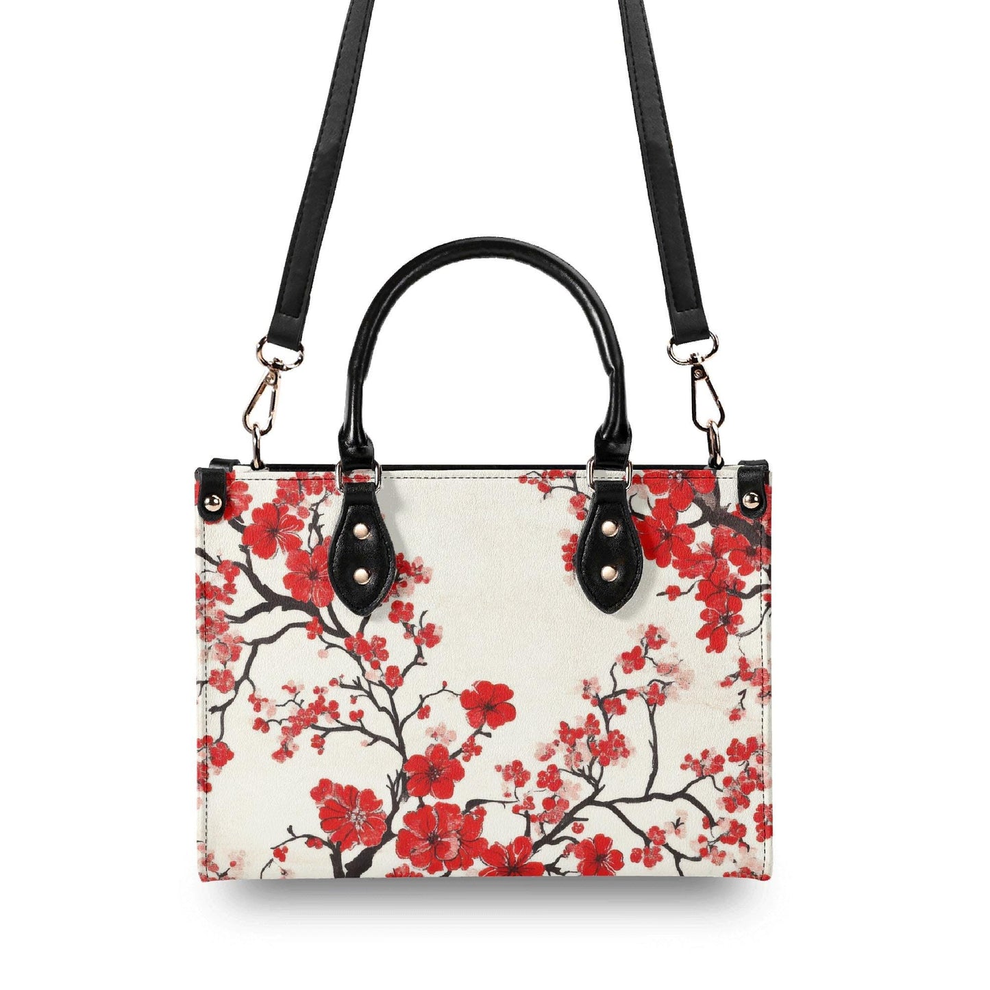 Scarlet Serenade Square Handbag, Waterproof Vegan Leather Handbag, Top Handle, High-quality Crossbody Bag, Shoulder bag, Tote Bag,