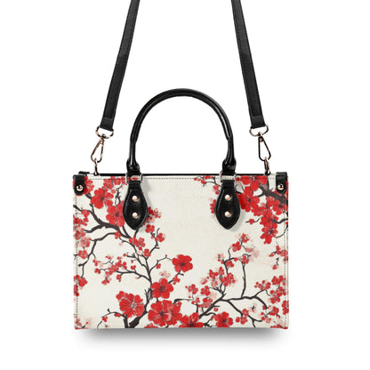 Scarlet Serenade Square Handbag, Waterproof Vegan Leather Handbag, Top Handle, High-quality Crossbody Bag, Shoulder bag, Tote Bag,