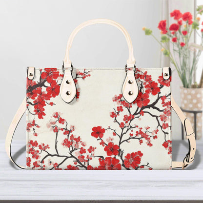 Scarlet Serenade Square Handbag, Waterproof Vegan Leather Handbag, Top Handle, High-quality Crossbody Bag, Shoulder bag, Tote Bag,