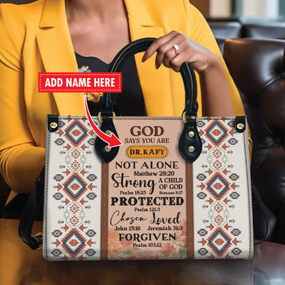 Personalized Leather Handbag Custom Name, Christian Gift, Gifts for Women, God Says You Are Bag, Tribal & Inspirational Design