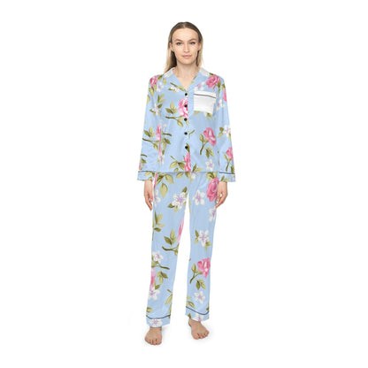 Floral Women's Satin Pajamas - Elegant Sleepwear Set, Luxury Loungewear, Gift for Her, Cozy Nightwear, Wedding Sleep Set
