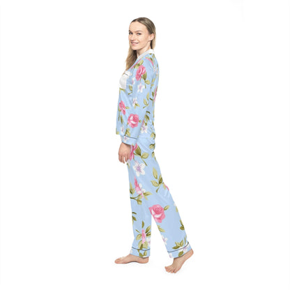 Floral Women's Satin Pajamas - Elegant Sleepwear Set, Luxury Loungewear, Gift for Her, Cozy Nightwear, Wedding Sleep Set