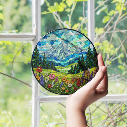 Mountain Meadow Wildflowers Nature Suncatcher Handmade Window Decor Gift for Nature Lover