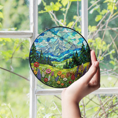 Mountain Meadow Wildflowers Nature Suncatcher Handmade Window Decor Gift for Nature Lover
