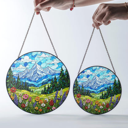 Mountain Meadow Wildflowers Nature Suncatcher Handmade Window Decor Gift for Nature Lover