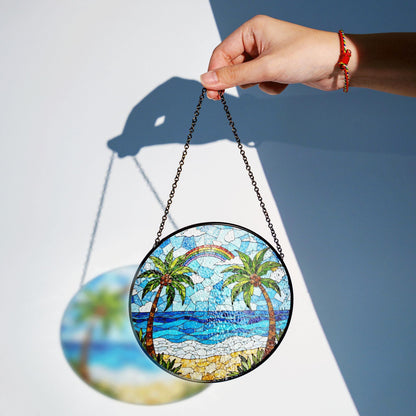 Tropical Palm Beach Scene Suncatcher Gift for Beach Lovers