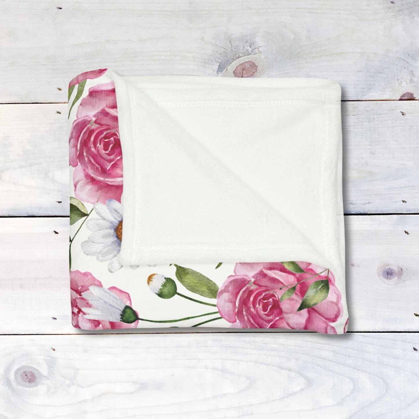 Floral Throw Blanket Pink Rose Blanket, Botanical Throw Blanket Gift for Flower Lovers, Gift for Gardener, Pink Flower Fleece Decor