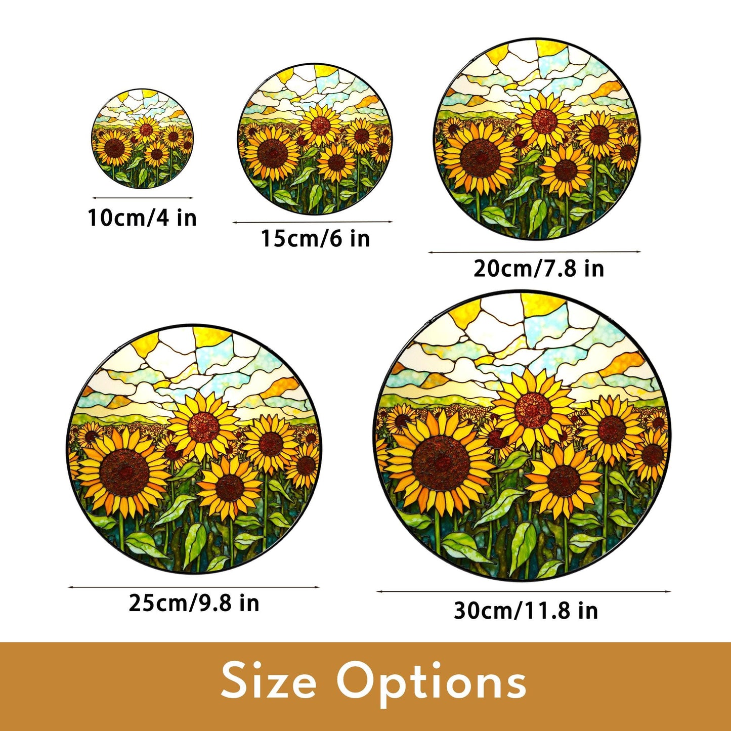 Sunflower Field Glass Art Sun Catcher Stained Glass Window Decor Gift for Mom or Nature Lover