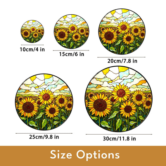 Sunflower Field Glass Art Sun Catcher Stained Glass Window Decor Gift for Mom or Nature Lover