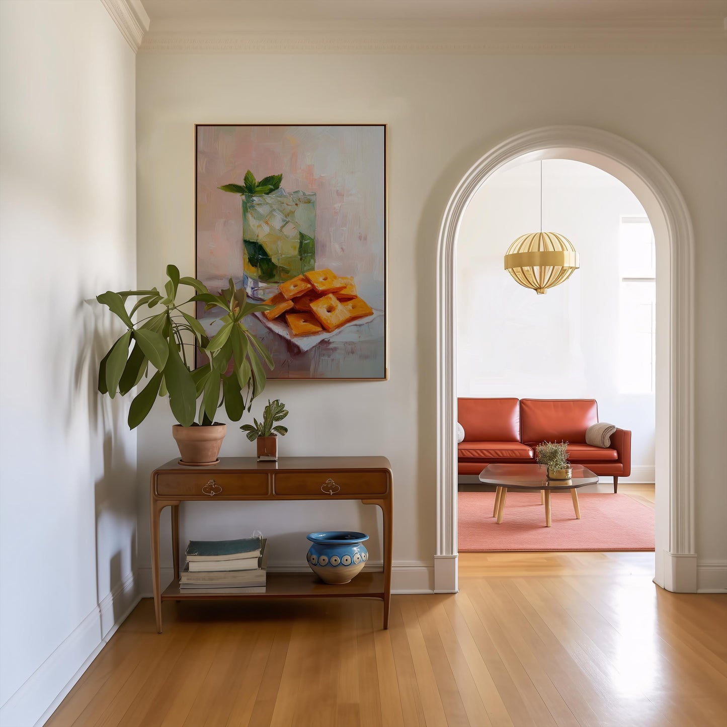 Mojito and Cheese Crackers Art Print: Quirky Bar Cart Decor