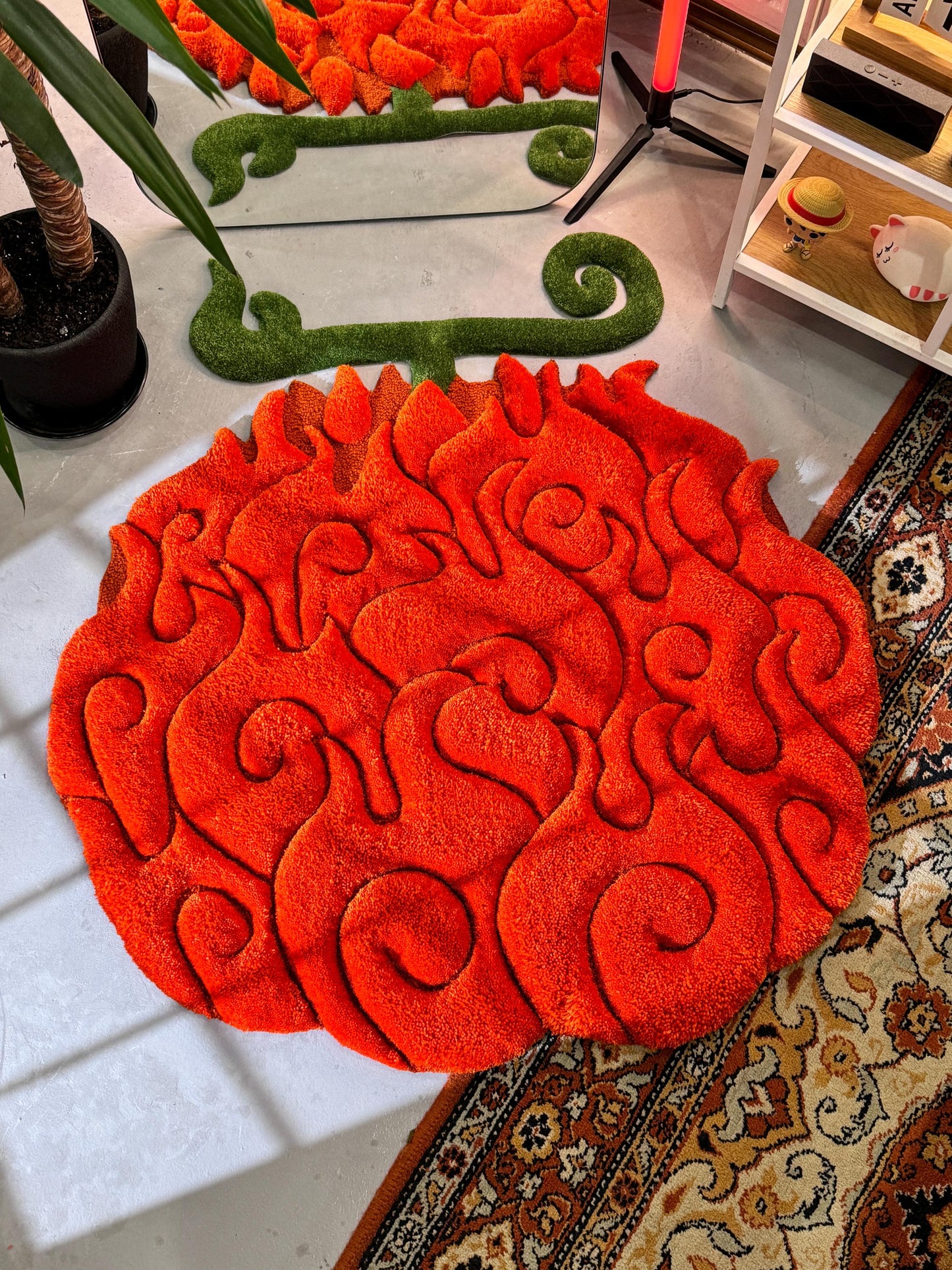 Anime themed 3D Tufted Rug, Handmade Fluffy Rug, Anime Rug, Anime Fan Gift, Fire Plush Rug