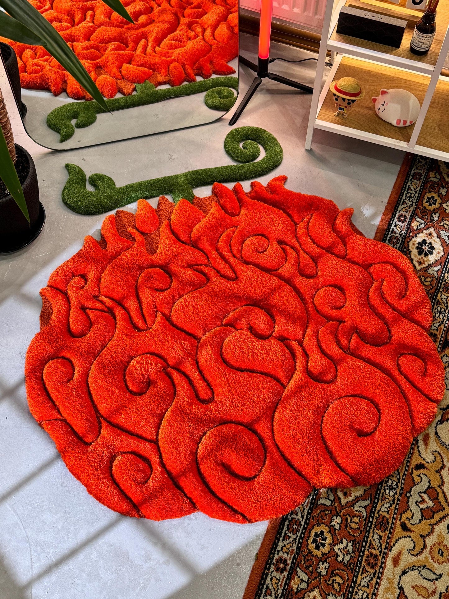 Anime themed 3D Tufted Rug, Handmade Fluffy Rug, Anime Rug, Anime Fan Gift, Fire Plush Rug