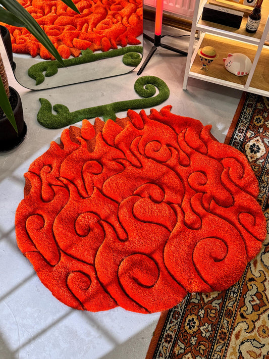 Anime themed 3D Tufted Rug, Handmade Fluffy Rug, Anime Rug, Anime Fan Gift, Fire Plush Rug