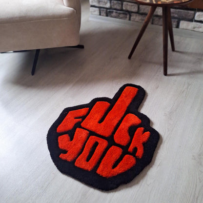 Handmade "Fuck You" Tufted Rug: Funny Swear Word Decor