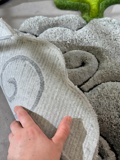 Anime themed 3D Tufted Rug, Handmade Fluffy Rug, Anime Rug, Anime Fan Gift, Plush Rug, Grey fluffy Rug
