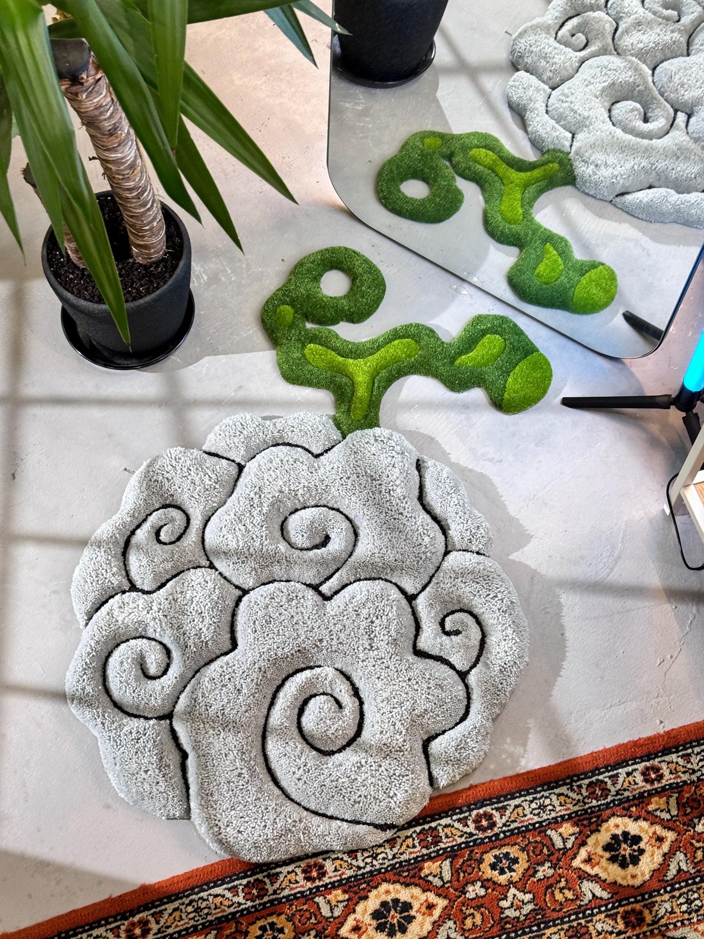 Anime themed 3D Tufted Rug, Handmade Fluffy Rug, Anime Rug, Anime Fan Gift, Plush Rug, Grey fluffy Rug