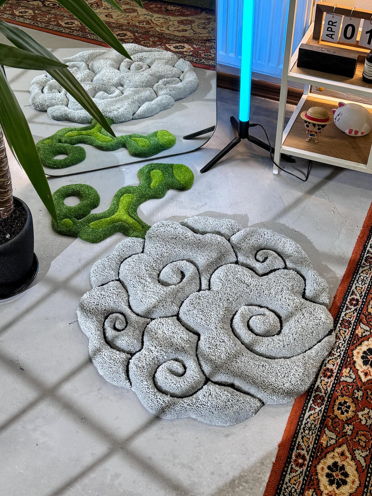 Anime themed 3D Tufted Rug, Handmade Fluffy Rug, Anime Rug, Anime Fan Gift, Plush Rug, Grey fluffy Rug