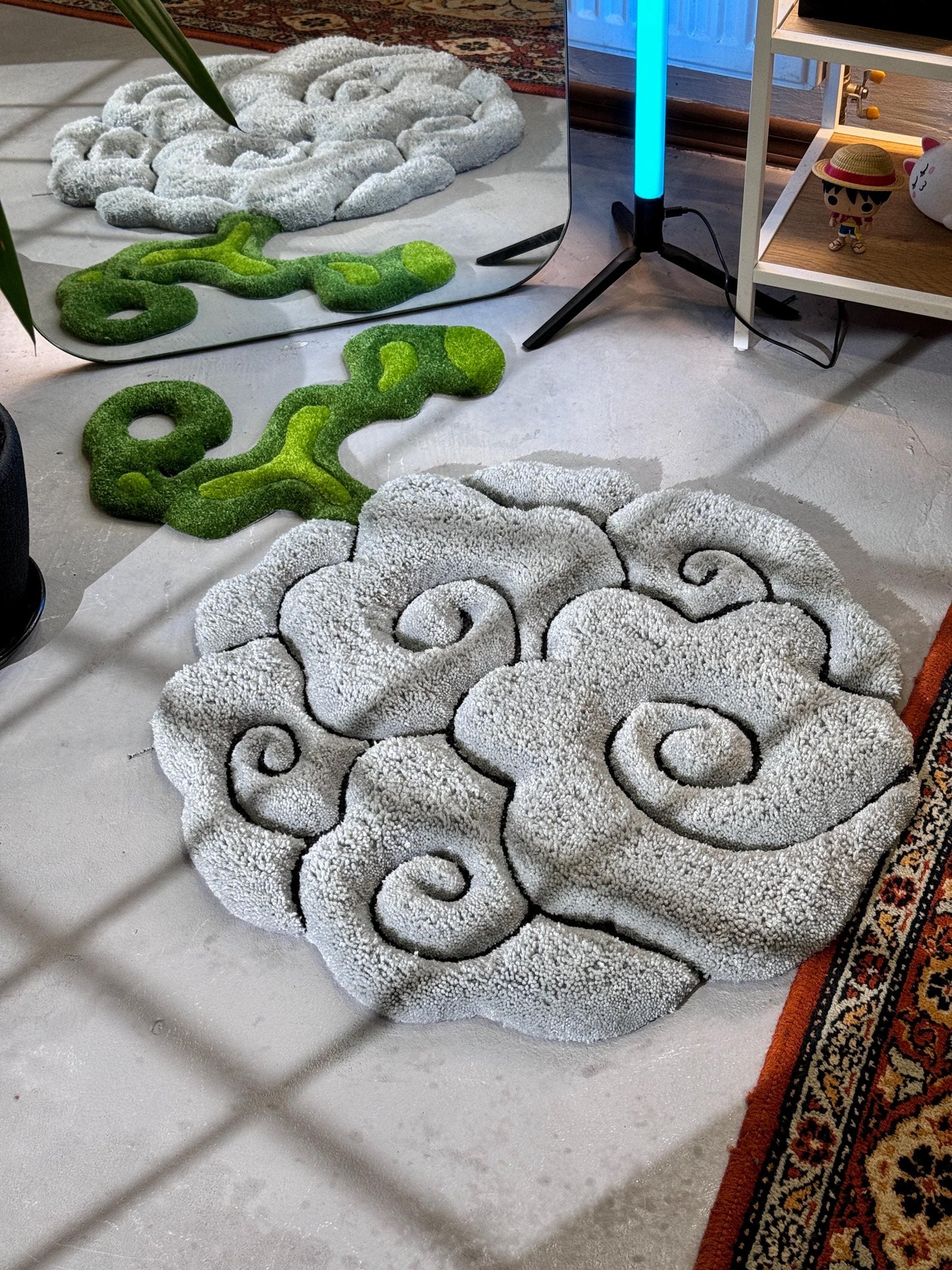 Anime themed 3D Tufted Rug, Handmade Fluffy Rug, Anime Rug, Anime Fan Gift, Plush Rug, Grey fluffy Rug