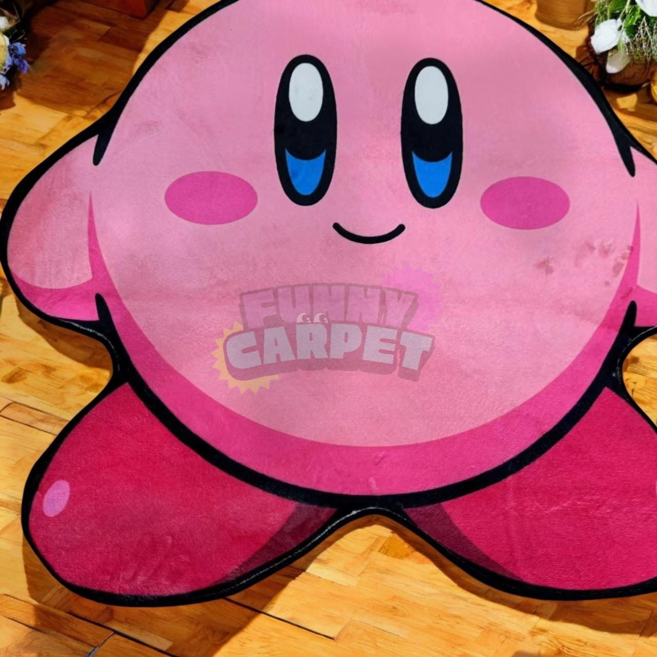 Pink Character Shaped Rug – Cute Polyester Floor Mat | Soft Plush Carpet | 5 Sizes | Kawaii Bedroom, Living Room, Dorm Decor