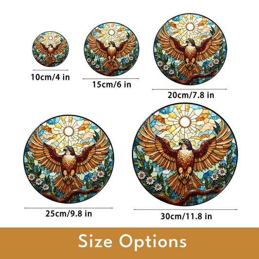 Majestic eagle floral glass suncatcher stained window hanging gift for nature lover