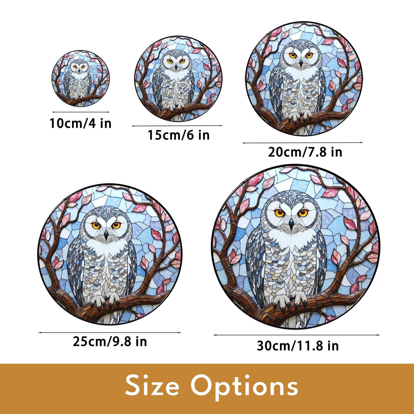 Stained Glass Owl Tree Branch Suncatcher Window Hanging Nature Decor Gift for Bird Lover