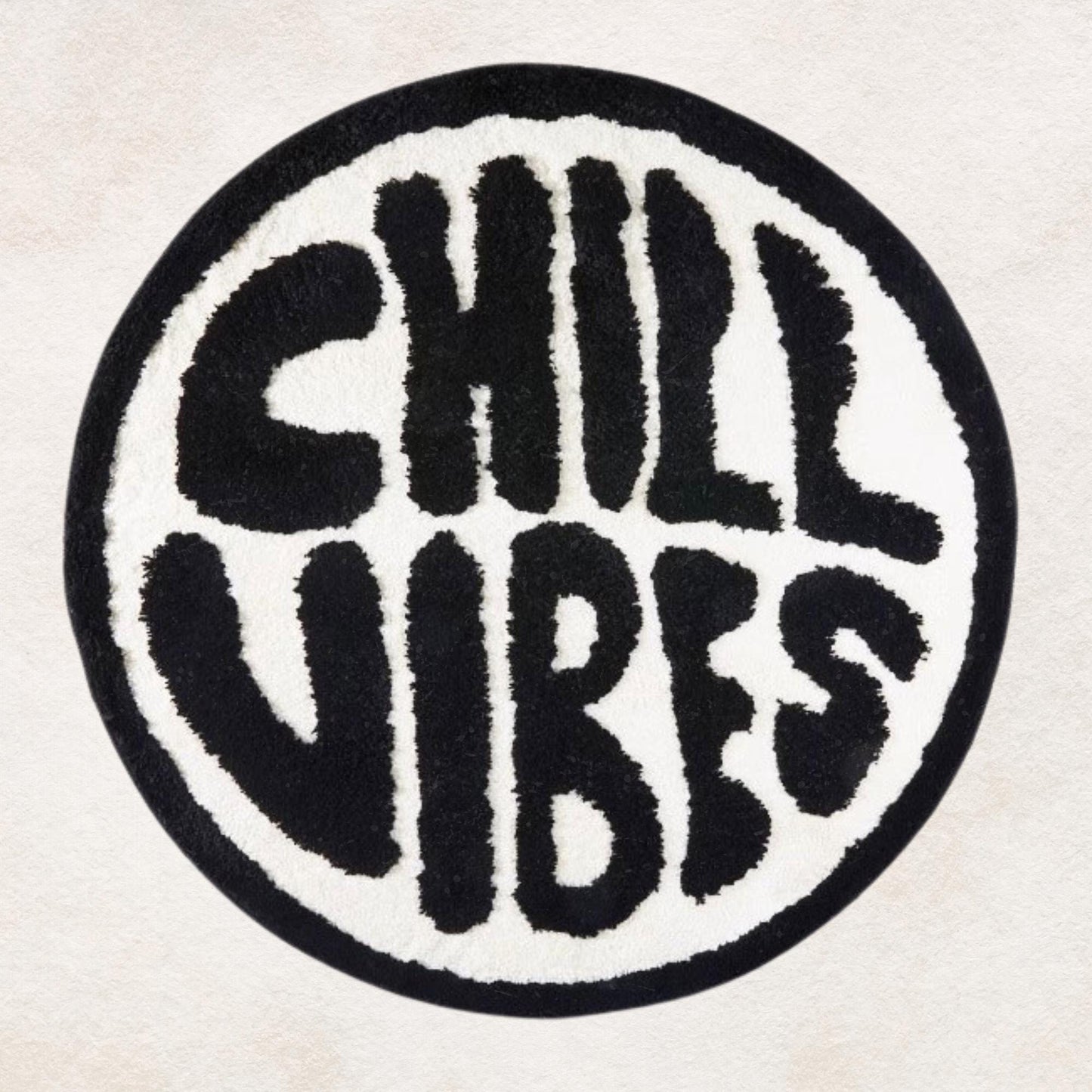Chill Vibes Rug, Living Room Rug, Area Rug, Black And White Round Rug, Round Rug