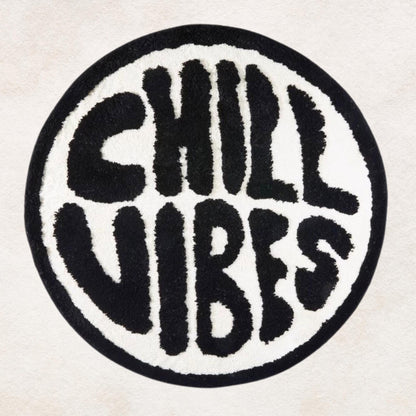Chill Vibes Rug, Living Room Rug, Area Rug, Black And White Round Rug, Round Rug
