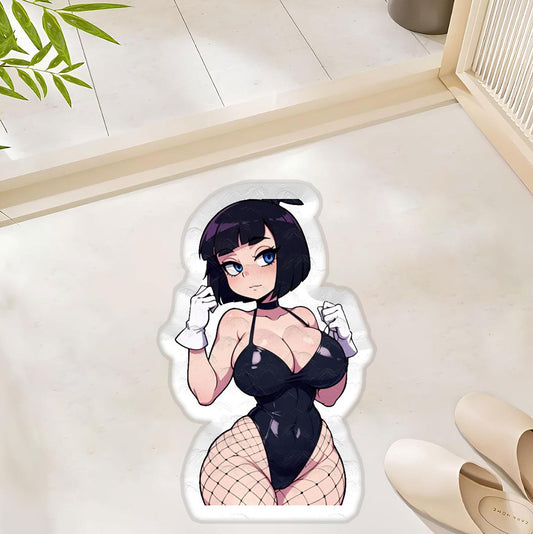 Edgy,Cute Anime Waifu Floor Rug – Ideal for Bedrooms & Gaming Rooms Polyester Rug