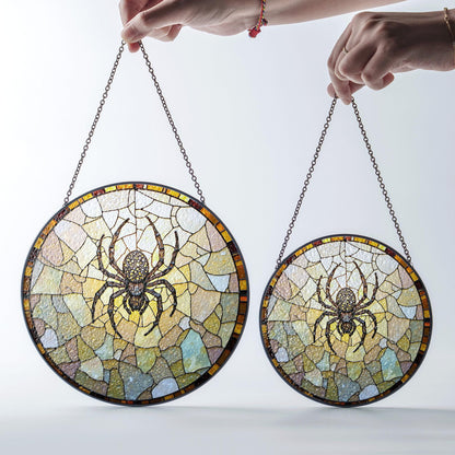 spider stained glass art suncatcher gothic window decor gift for halloween lover