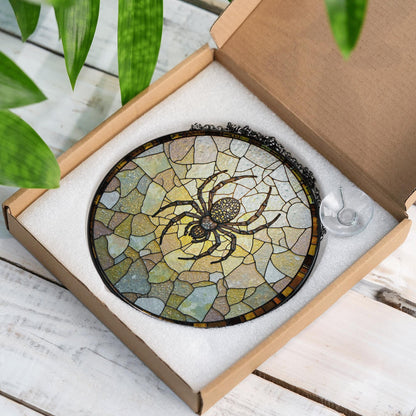spider stained glass art suncatcher gothic window decor gift for halloween lover