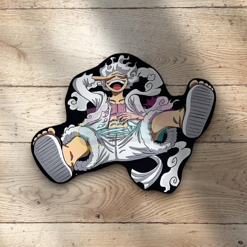 Laughing Hero Shaped Rug – Dynamic Cartoon Floor Mat – Funny Bold Design for Bedroom or Gaming Room – 3 Size Options