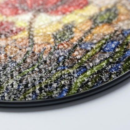 Vibrant red poppy flower field round suncatcher window decor gift for garden lovers