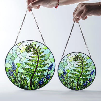 Fern Spiral Forest Plant Art Round Suncatcher Nature Window Decor Gift for Nature Lover