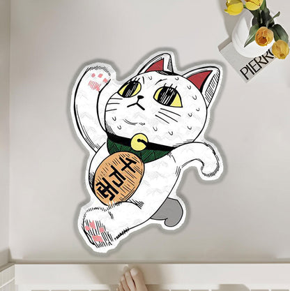 Adorable Maneki Neko Area Rug | Cute Cat Design Polyester Rug