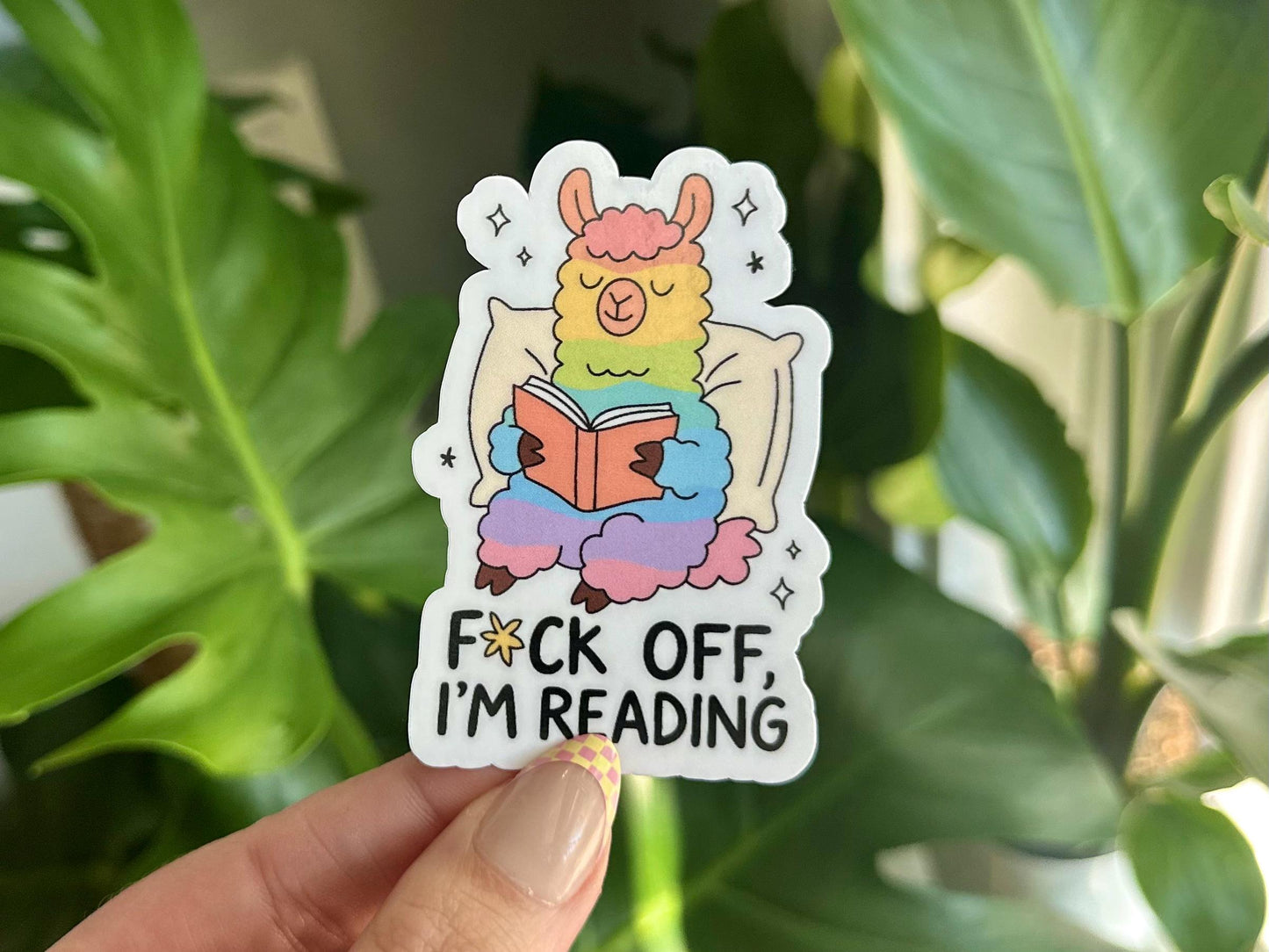 F*ck Off I’m Reading Llama Waterproof Sticker, Book Stickers, Gifts for Readers, Book Gifts, Reading Sticker, Tumbler Sticker, Mug Sticker