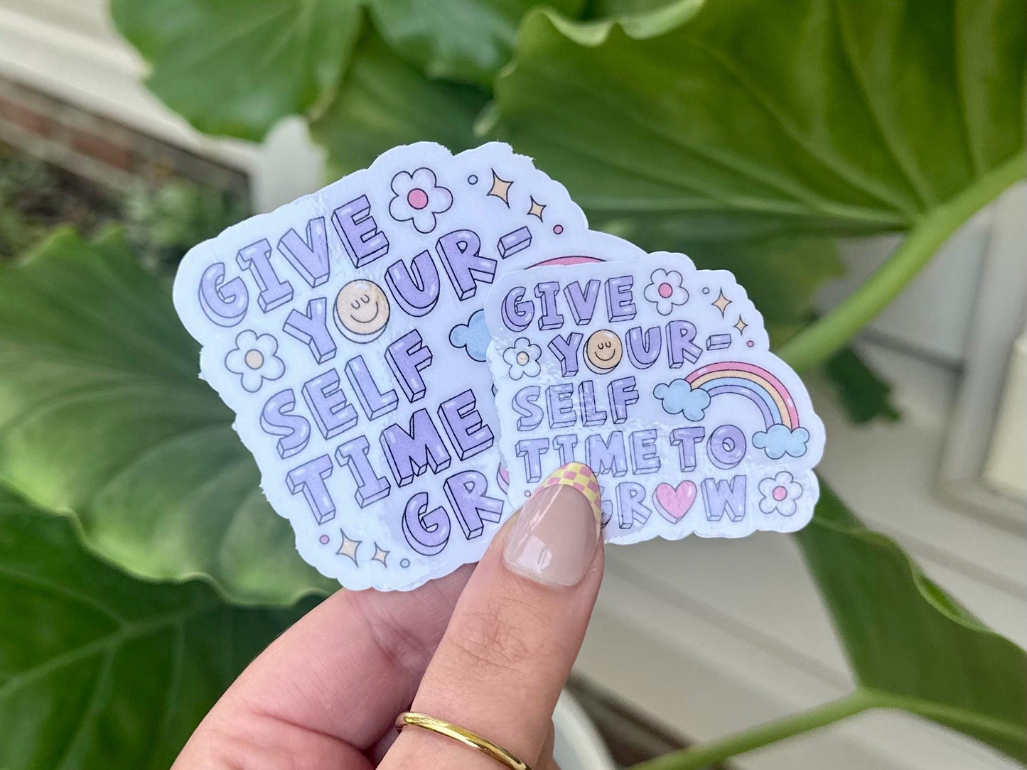 Give Yourself Time To Grow Waterproof Sticker, Mental Health Stickers, Handdrawn Art, Bestfriend Gifts, Positivity