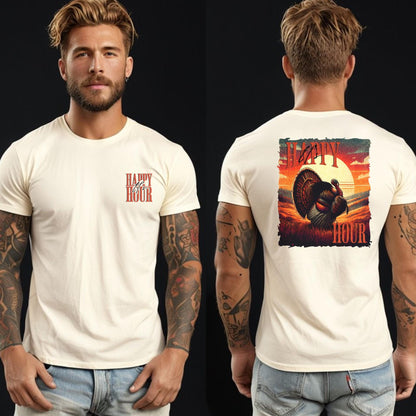 Happy Hour Turkey Hunting Shirt: Unisex Cotton Tee