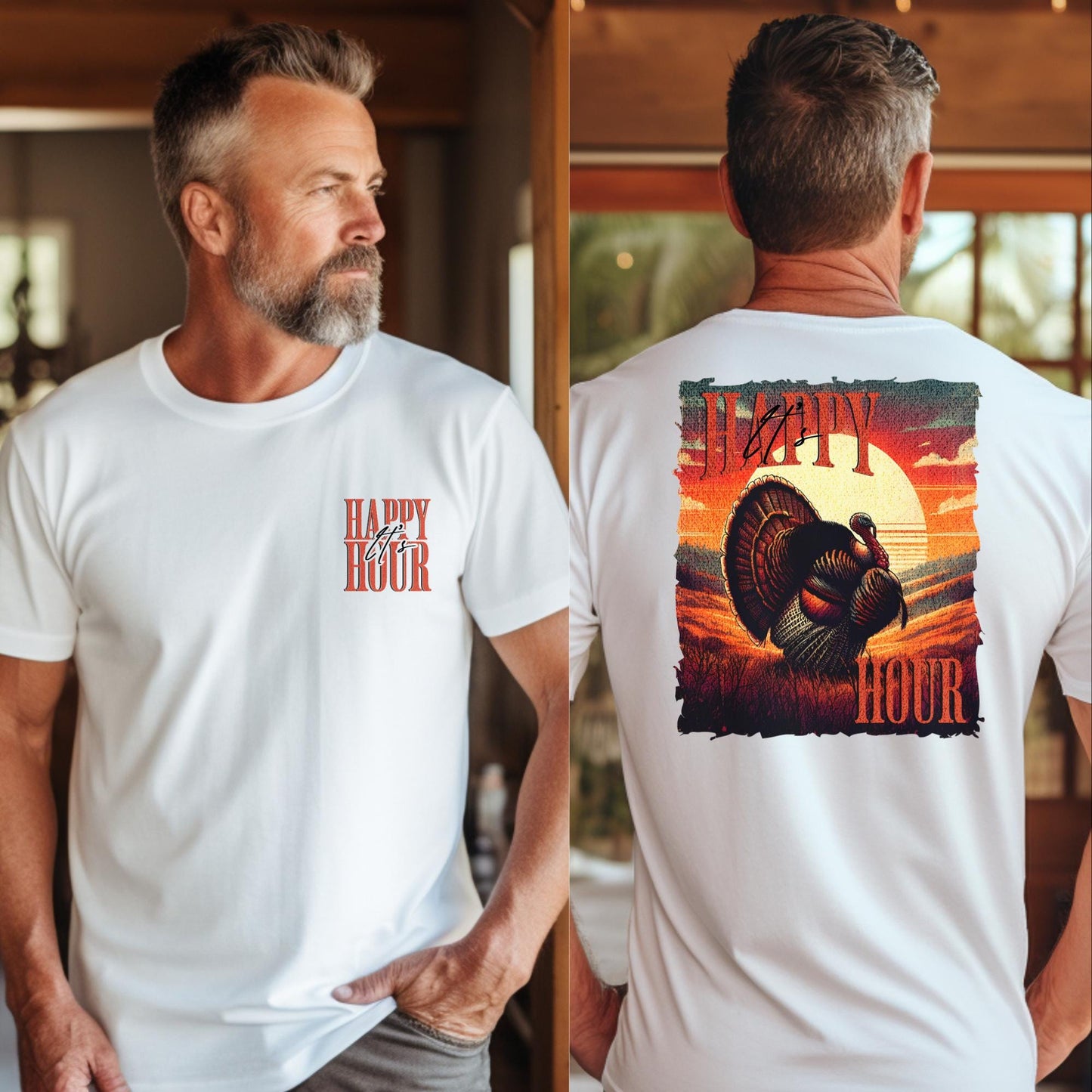 Happy Hour Turkey Hunting Shirt: Unisex Cotton Tee