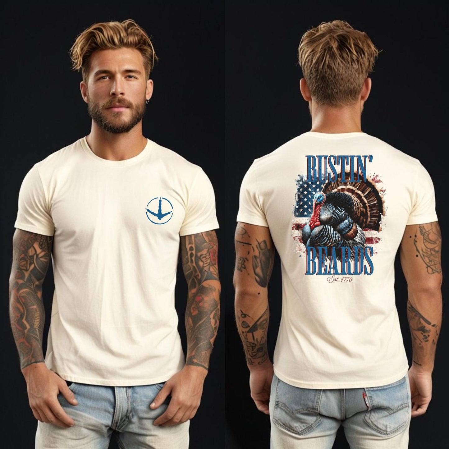 Patriotic Turkey Hunting T-Shirt: Bustin' Beards Apparel