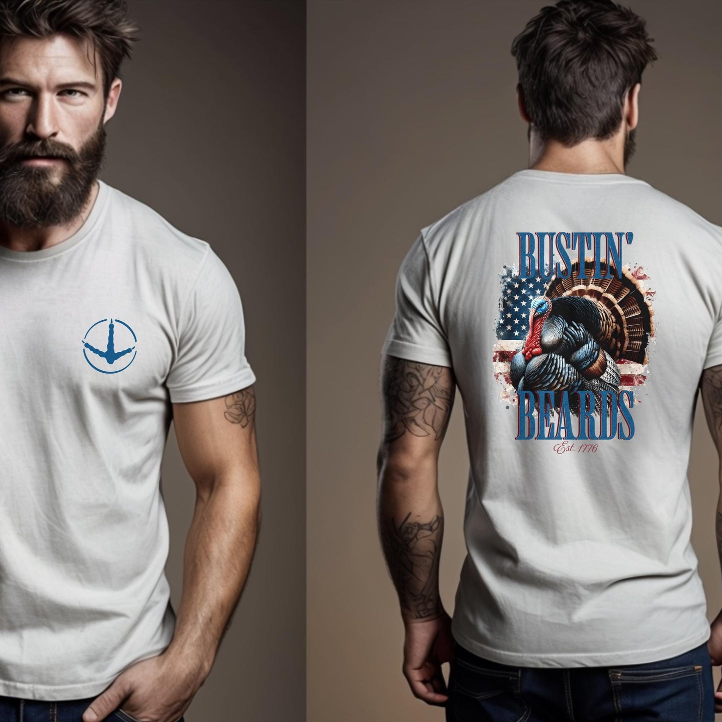 Patriotic Turkey Hunting T-Shirt: Bustin' Beards Apparel