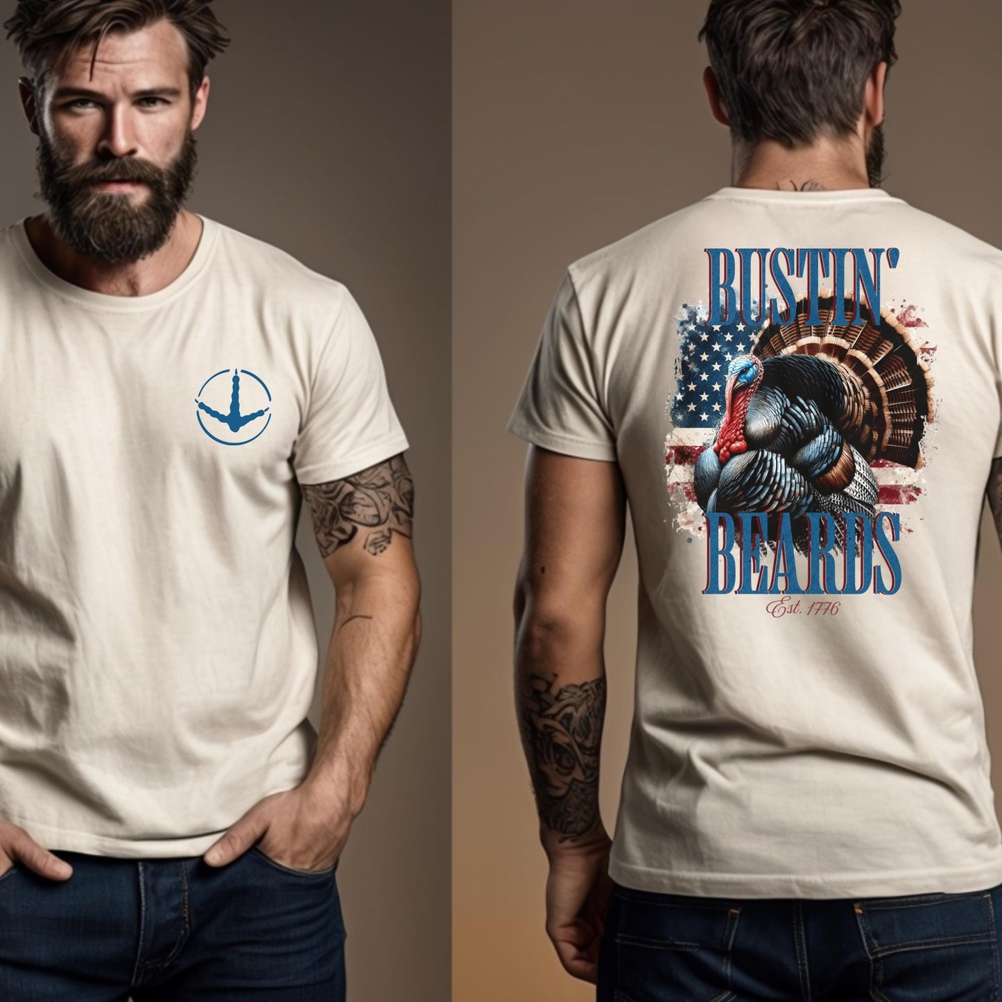 Patriotic Turkey Hunting T-Shirt: Bustin' Beards Apparel