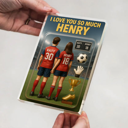 Personalized Soccer Action Figure Acrylic Block Plaque, Personalized Gift for Him, Her, Couple Gift for Soccer Lover, Anniversary Gift