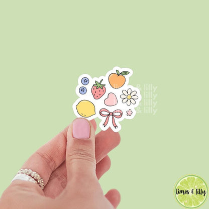 Fruit Coquette Bows Vinyl Sticker | Kindle Stickers | Bookish Stickers | Water Bottle Sticker | Trendy Stickers