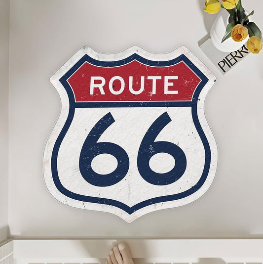 Vintage Route 66 Area Rug | Classic American Road Trip Decor Polyester Rug