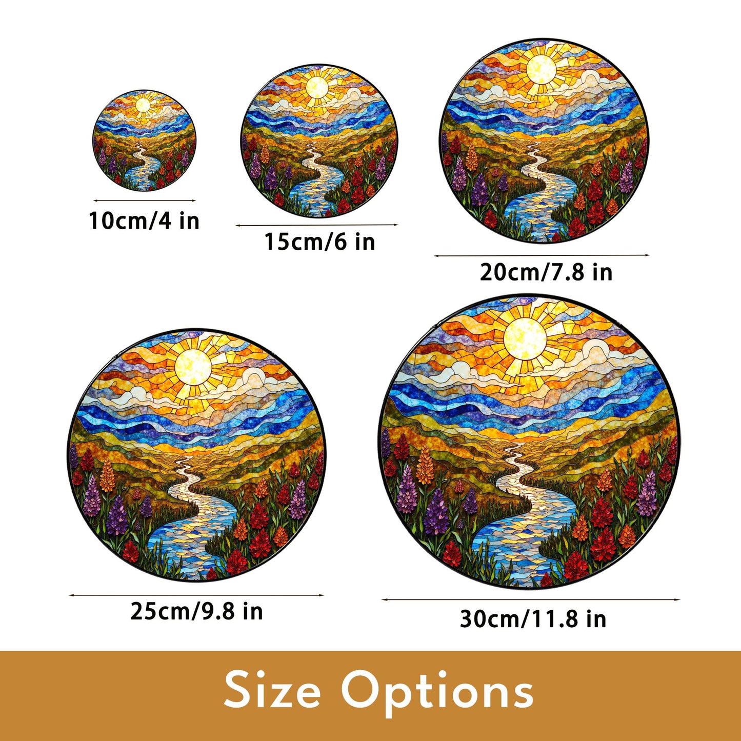 Colorful Mountain River Landscape Suncatcher Glass Art for Nature Lover Gift