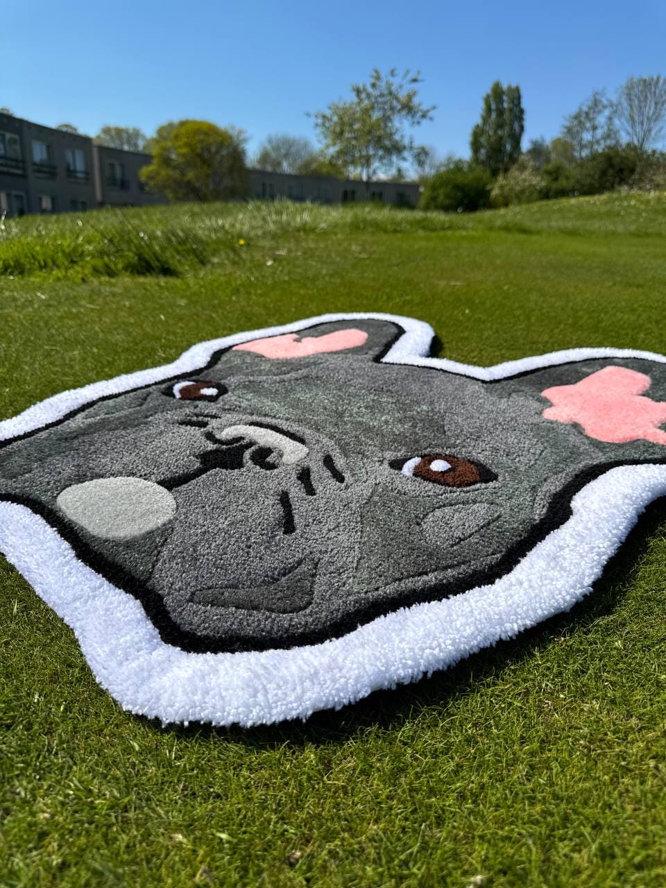 Custom French Bulldog Rug: Handmade Tufted Pet Portrait