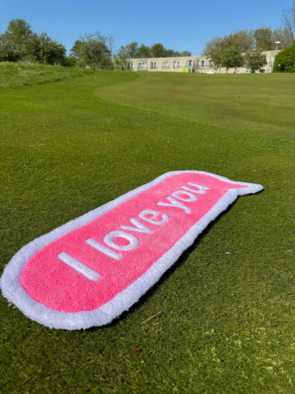 Custom Tufted Rug: "I Love You" Quote, Acrylic Yarn, Handmade